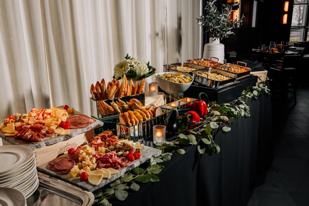 A charcuterie station at the Meta Apex Center, a premier Las Vegas event venue